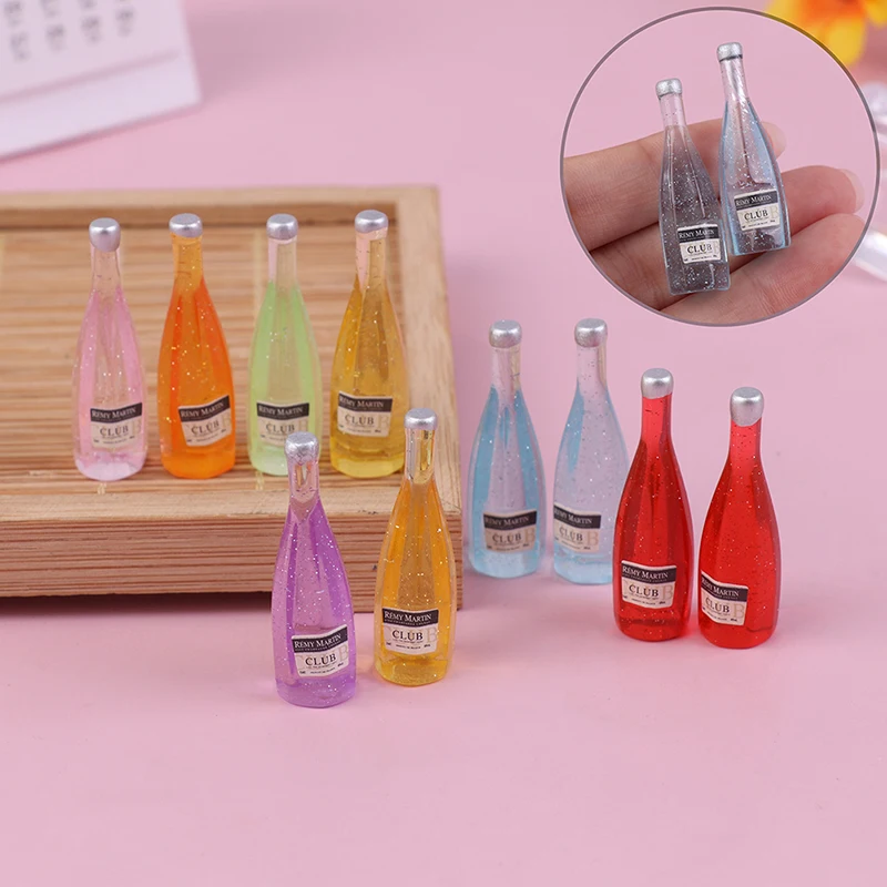 5Pcs/10Pcs 1/12 Dollhouse Miniature Accessories Mini Wine Bottle Simulation Drinks Model Toys For Doll House Decoration