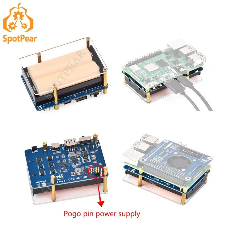 

Raspberry Pi UPS HAT Supports 21700 Li battery(NOT included) 5V Uninterruptible Power Supply