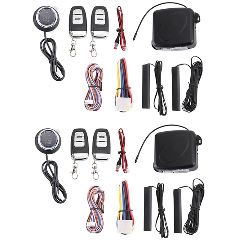 2X Car SUV PKE Keyless Entry Engine Start Alarm System Push Button Start System Remote Starter Stop