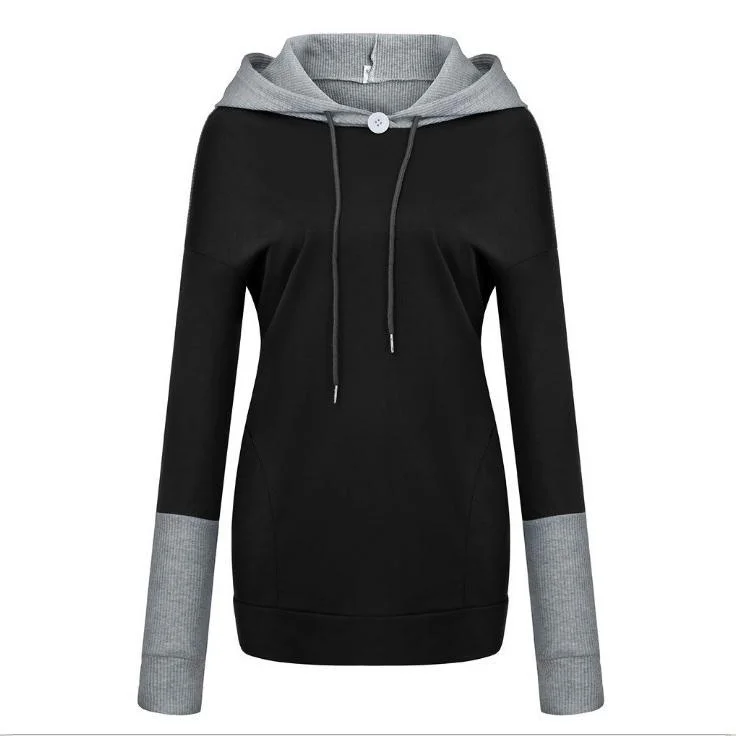 Felpa con cappuccio New Sle Wi Button Splice transfrontaliera Faion Felpa con cappuccio personalizzata Ket da donna Slim Fit in fibra di velluto