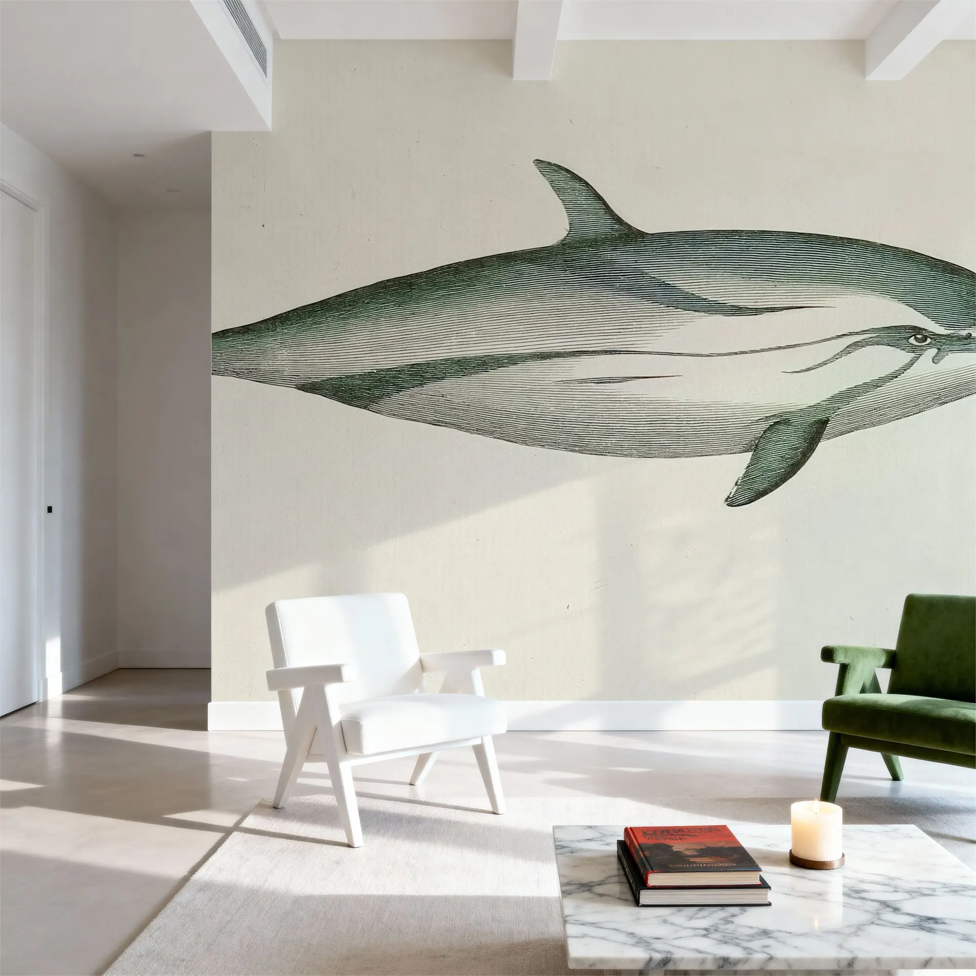 Striped Dolphin Made to Measure Mural Wallpaper for Bedroom
