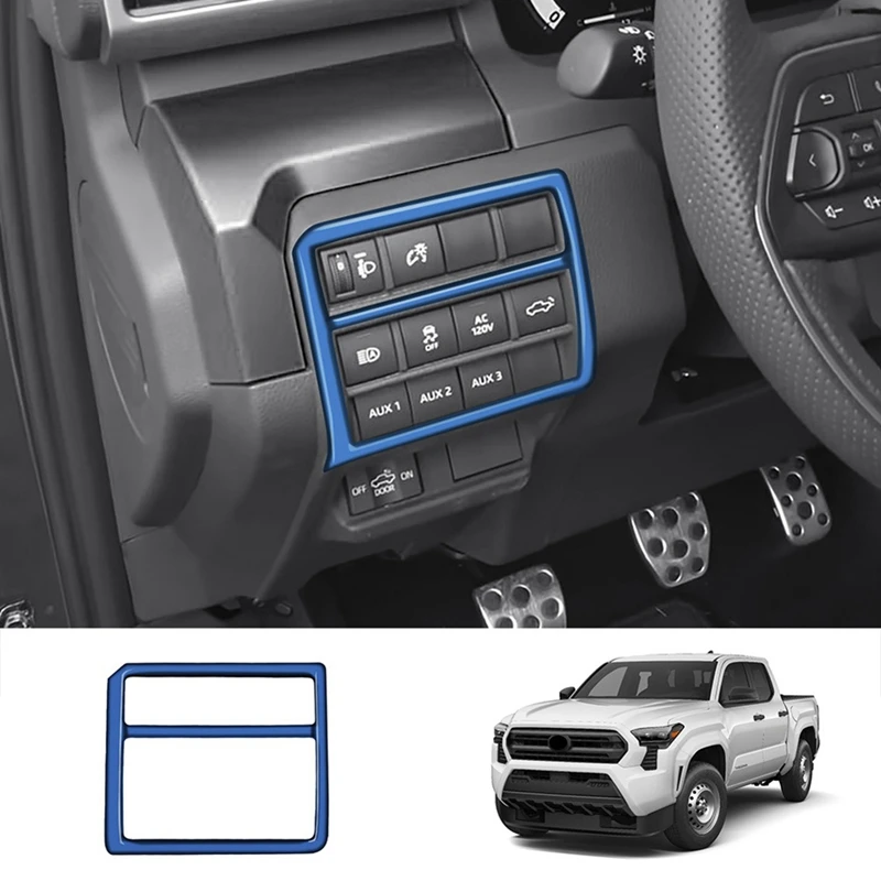 Multifunctionele Schakelaar Paneel Bekleding Auto Frame Cover Sticker Auto Interieur Accessoires Voor Toyota Tacoma 2024 Blauw