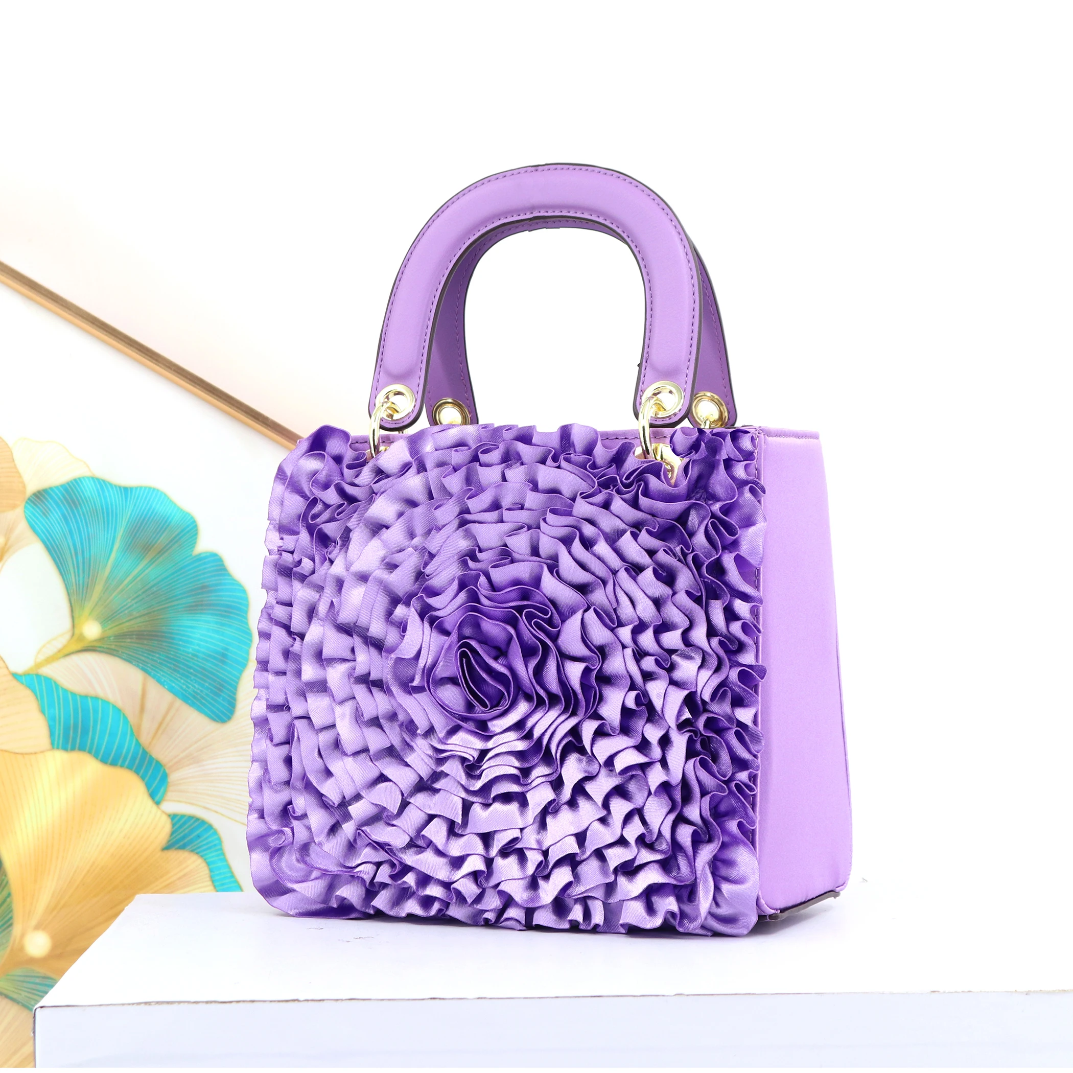 

Модная женская сумка для женщин. Лидер продаж. Роскошная сумка из высококачественного атласного материала. Шелковистая элегантная женская сумка. Женская сумка с листьями лотоса.