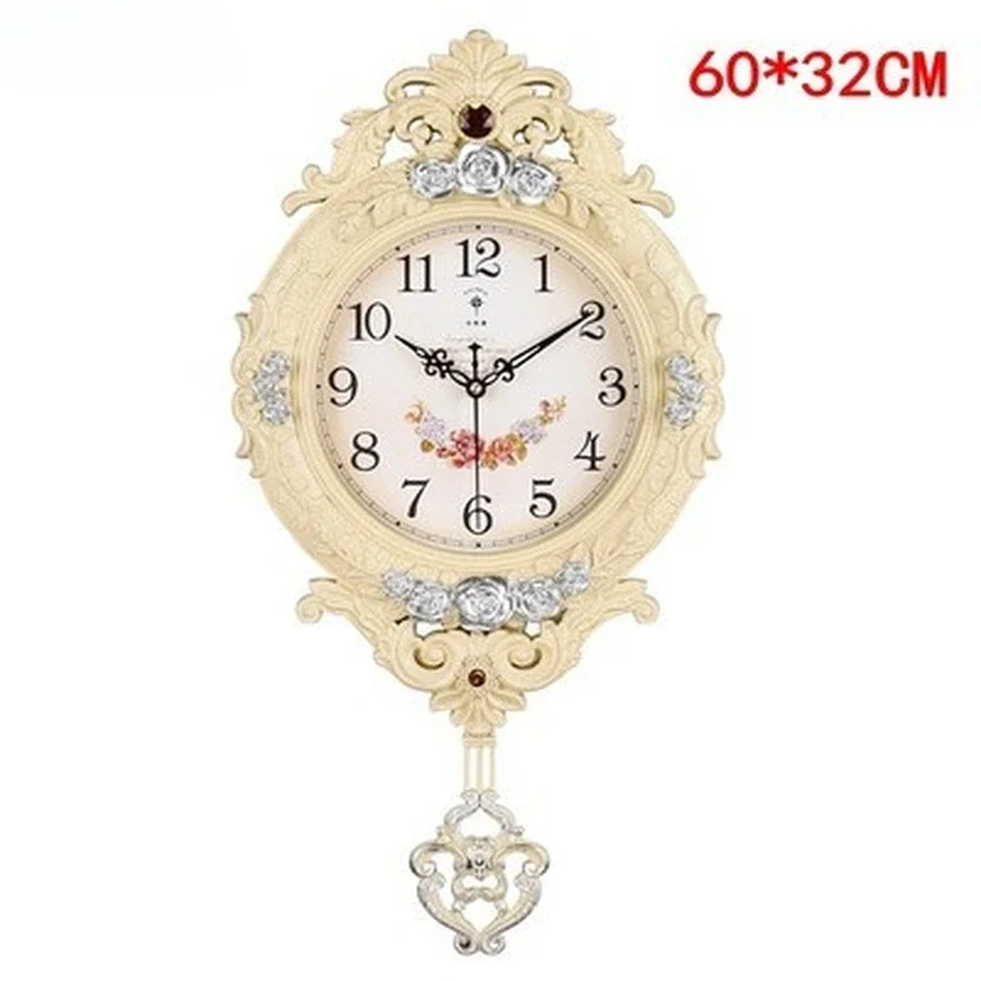 Luxury Large Wall Clock Pendulum Gold Silent Clock Vintage Living Room Retro Metal Wall Clocks Shabby Chic Home Decor Modren Hot