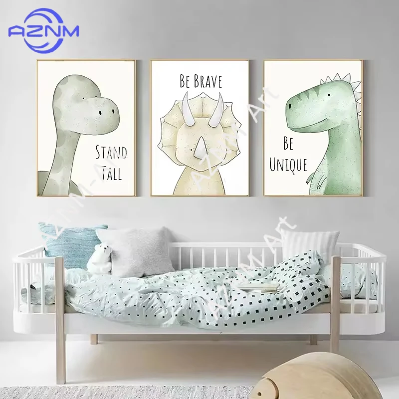 1PC/3PCS Tyrannosaurus Rex Dinosaur Print Poster Canvas Posters Cute Decor Home Hanging Canvas Painting Kid Room Decor