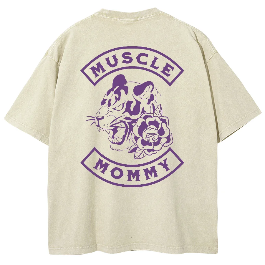 Retro Loose Round Neck T-Shirt Trendy Lines Tiger Print Fashionable Oversize Neutral Style Cool Designer New Short Sleeves