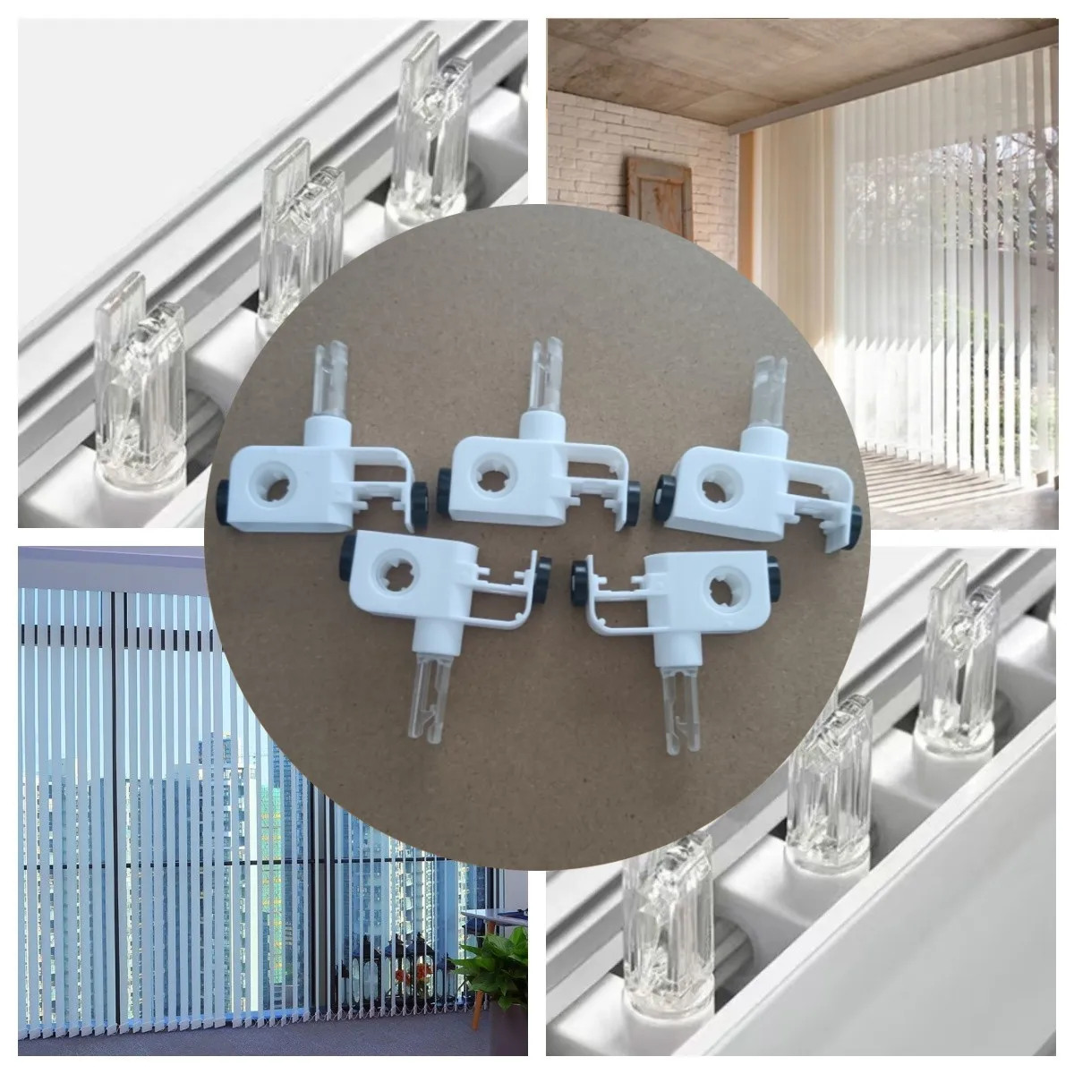 5pcs 4-Prong H Hook Carrier, Curtain Runner, Components For Vertical Curtain