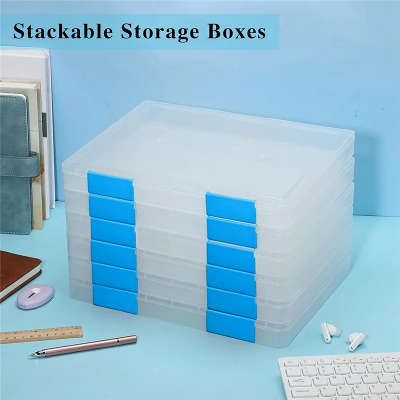 AK51-6 Pcs Clear A4 File Box Document Plastic Storage Box Case Board Containers Magazine Protector File Holder With Buckle