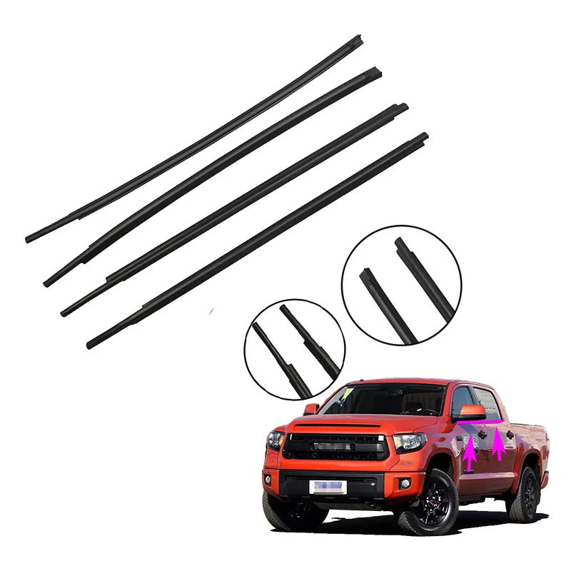 4pcs Weatherstrip Windows Seal Door Belt Molding Weather Strip Replaces Trim Strip Window Sealing Strip For Toyota Tundra 08-15