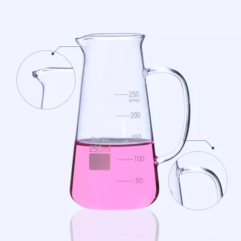 2 шт. стеклянный треугольный стакан из боросиликатного стекла, термостойкая стеклянная треугольная чашка с ручкой, диспенсер для вина 125 мл/250 мл/500 мл