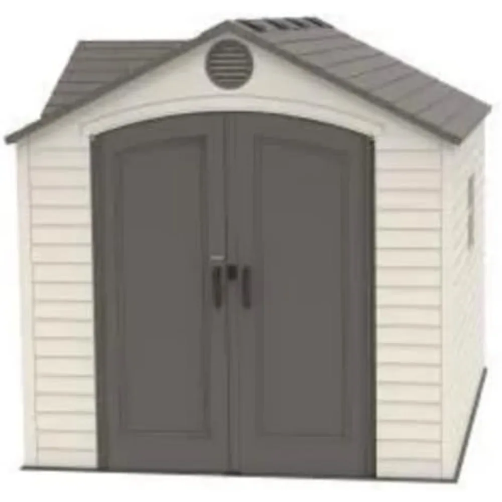 8' X 10' Outdoor Storage Shed, Powder-coated Steel, 2 Latch and Lock Shatter Proof Windows, Dual Entry Storage Shed