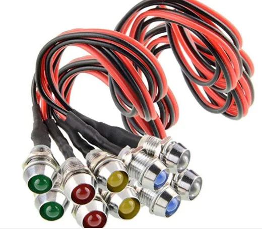 

10Pcs 12V LED Indicator Light, Navigation Turn Signal Light, 5 Colors Blue Red Green Yellow White for Truck Car Boat