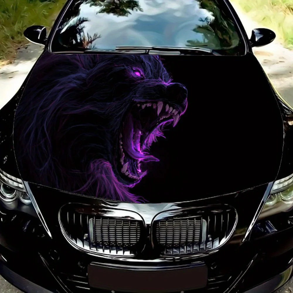 Purple Shadow Furious Wolf car hood stickers, waterproof self-adhesive, scratch resistant, easy to stick, durable car PVC sticke