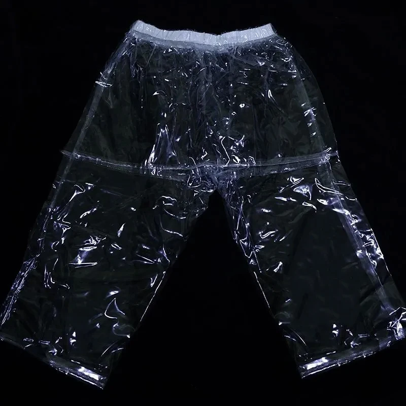 Plus size Transparent Couple PVC Plastic Pants ABDL Adult Fetish Soft Smooth Waterproof Incontinence Diaper Shorts