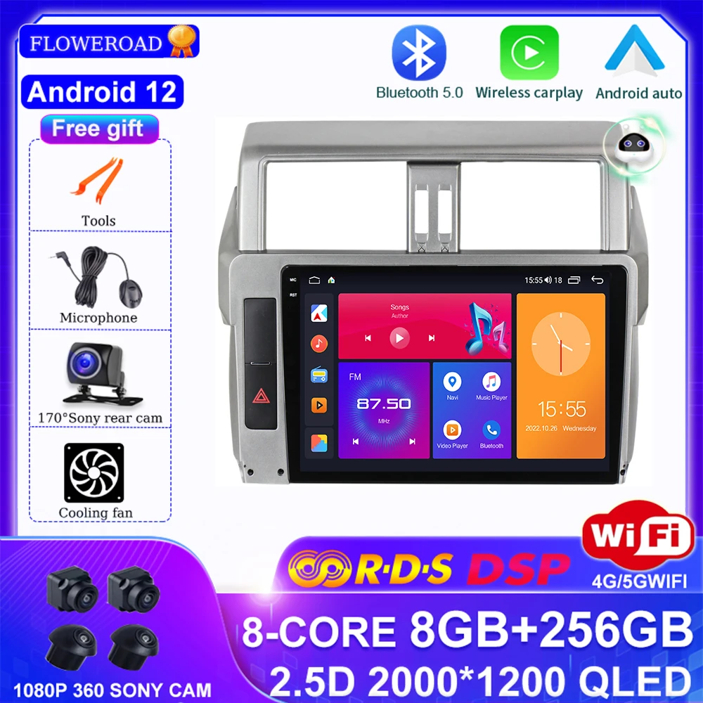 

Carplay Auto BT IPS For Toyota Land Cruiser Prado 150 2013 - 2017 Car Radio Multimedia Video Player Navigation GPS No 2din dvd