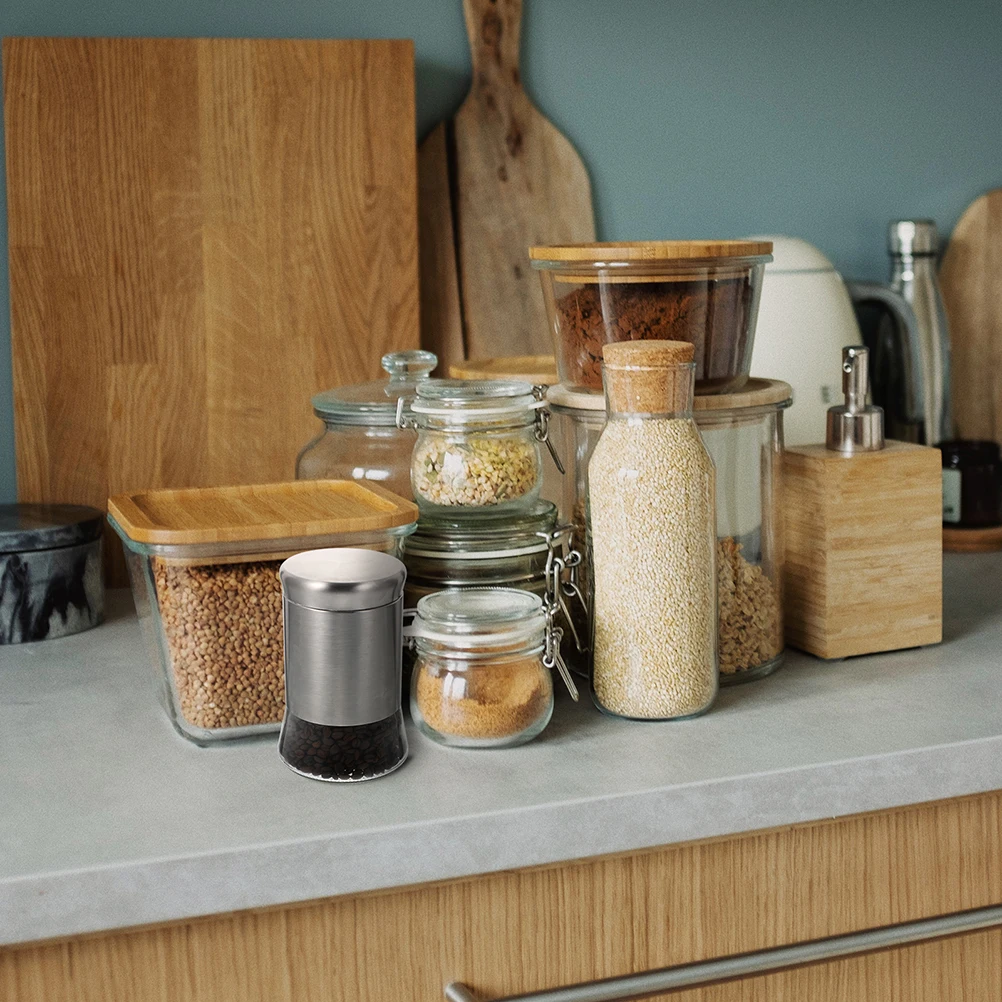 

Airtight Glass Jar Stainless Steel Storage Canister Sealed Coffee Tea Holder Dried Food Container Kitchen Bottle
