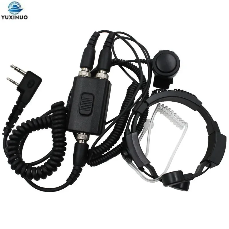 Tactical Throat Vibration Throat Microphone Double Big PTT Mic Headset for Baofeng Two Way Radio UV-5R UV-B5 B6 Plus UV-82 888S