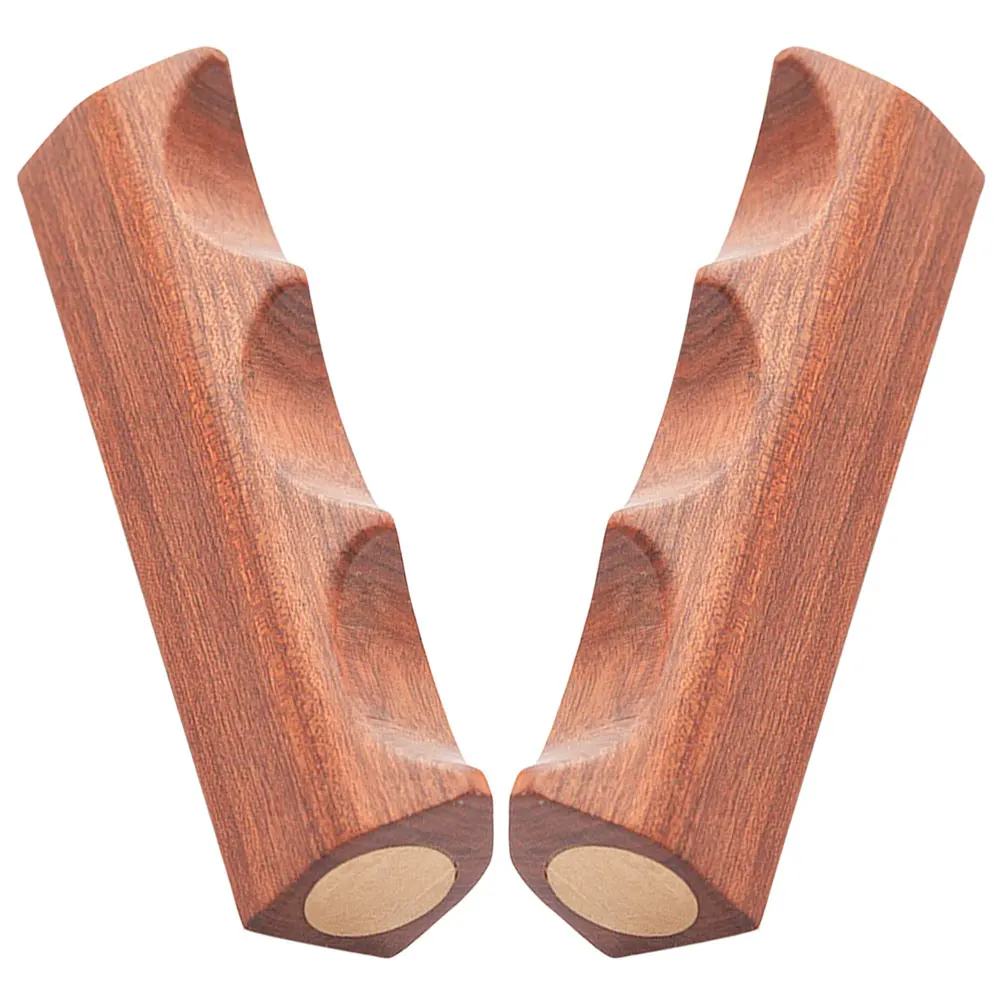 

2pcs Calligraphy Pen Holder Copper Inlay Brush Rack Durable Support Desk Accessory Wooden Retro Style Paint Stand