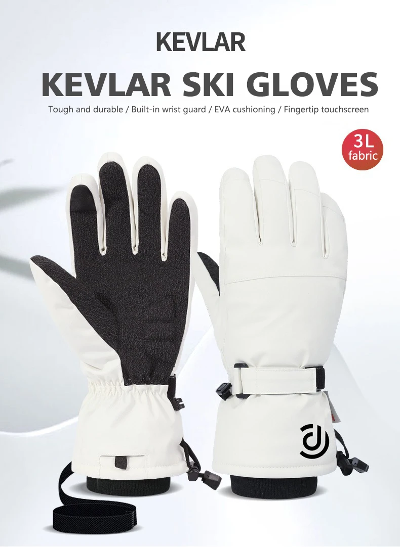 

Kevlar Ski Gloves, 3M Insulated Winter Warm Gloves for Men & Women, Waterproof Thickened Outdoor Gloves with Built-in Wrist Guar