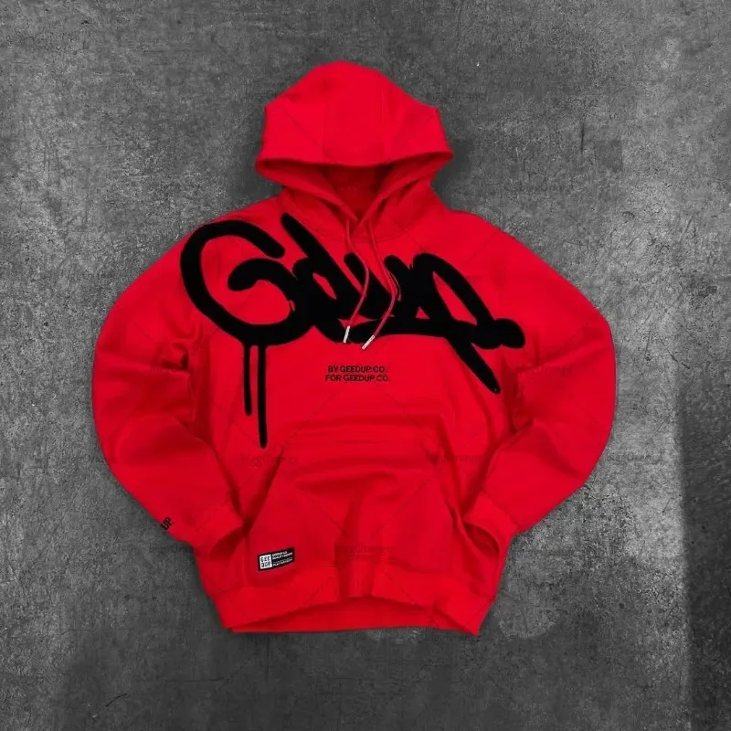 Colorful Retro Punk Letter Embroidery Casual Loose Hoodie Men 2025 High Street Trend Y2K Harajuku Oversized Sweatshirt Women