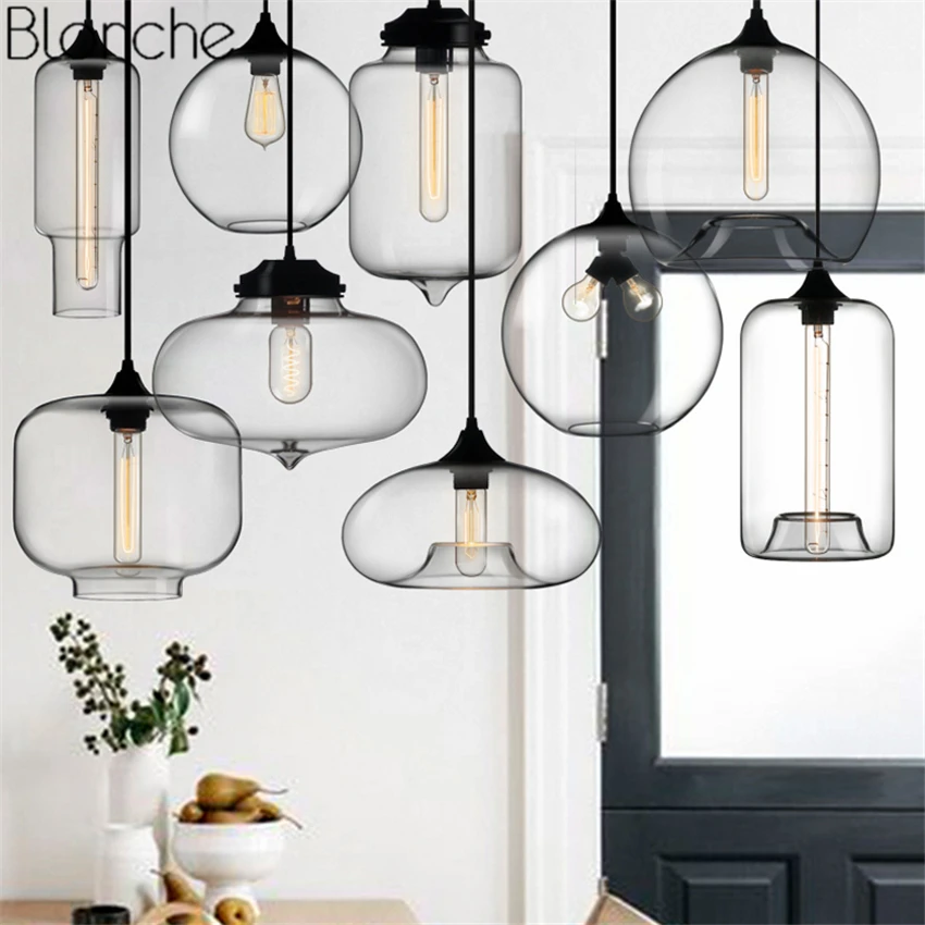 Moderne Glasmalerei Anhänger Lichter Bunte Hängende Lampe Loft Hanglamp für Esszimmer Küche Home Leuchten Industrielle Decor