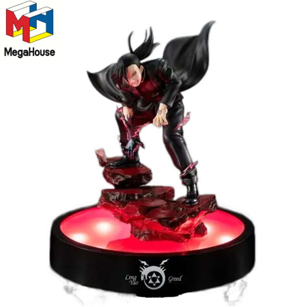 In Stock Original Precious G.E.M. Fullmetal Alchemist Ling Yao Greed Black Suit Red Light Base PVC Anime Character Collectible