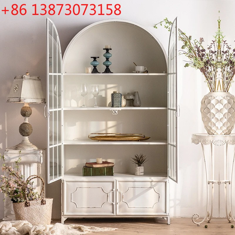 

Белый шкаф для хранения в скандинавском стиле, для гостиной, витрина для маникюрного салона, для магазина косметики и товаров для мам и малышей, кованое железо