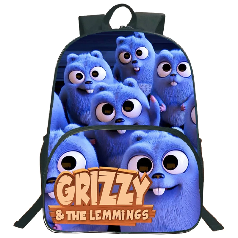 Mochila impermeável dos desenhos animados para meninos e meninas, Grizzy e os limões, portátil Bookbag, grande capacidade, Laptop Schoolbag, 16"