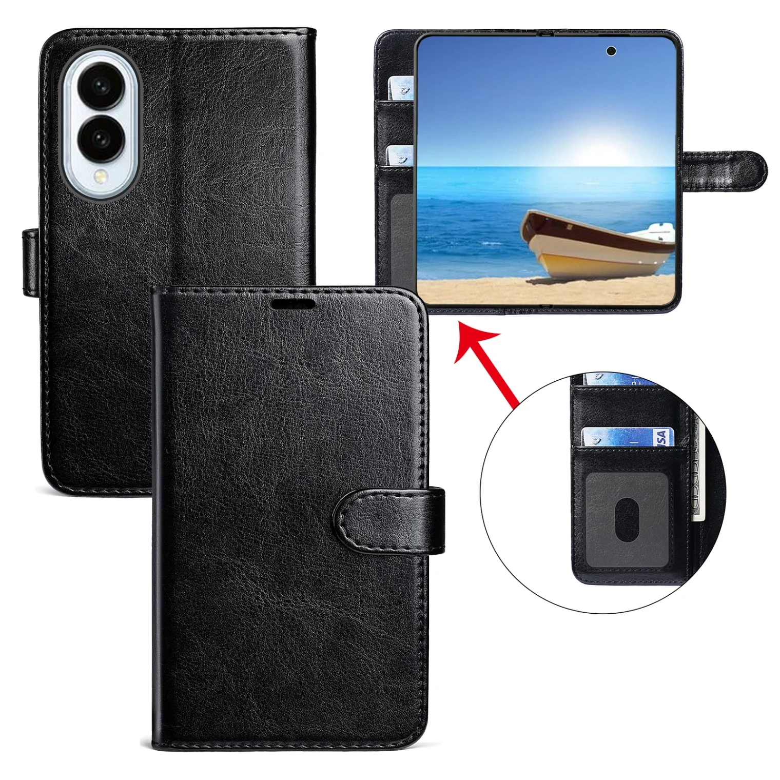 PU Leather Flip Wallet Phone Case For Samsung Galaxy Z Fold8 ZFold8 Ultra Card Slots Holder Magnetic Buckle Protective Funda