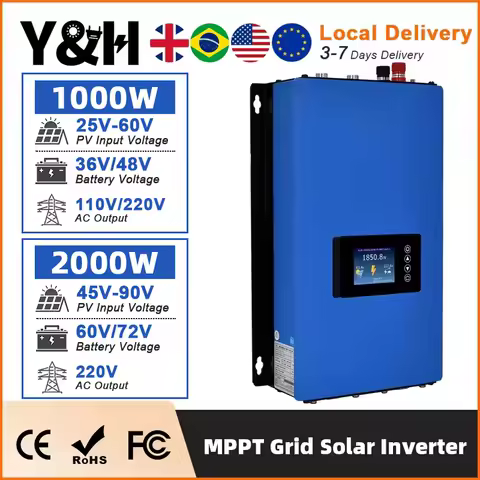 [Local delivery]Y&amp;H 1KW 2KW MPPT Grid Tie Inverter with Limiter, Applies to Solar Panel or Battery Discharge Mode, Optional WiFi