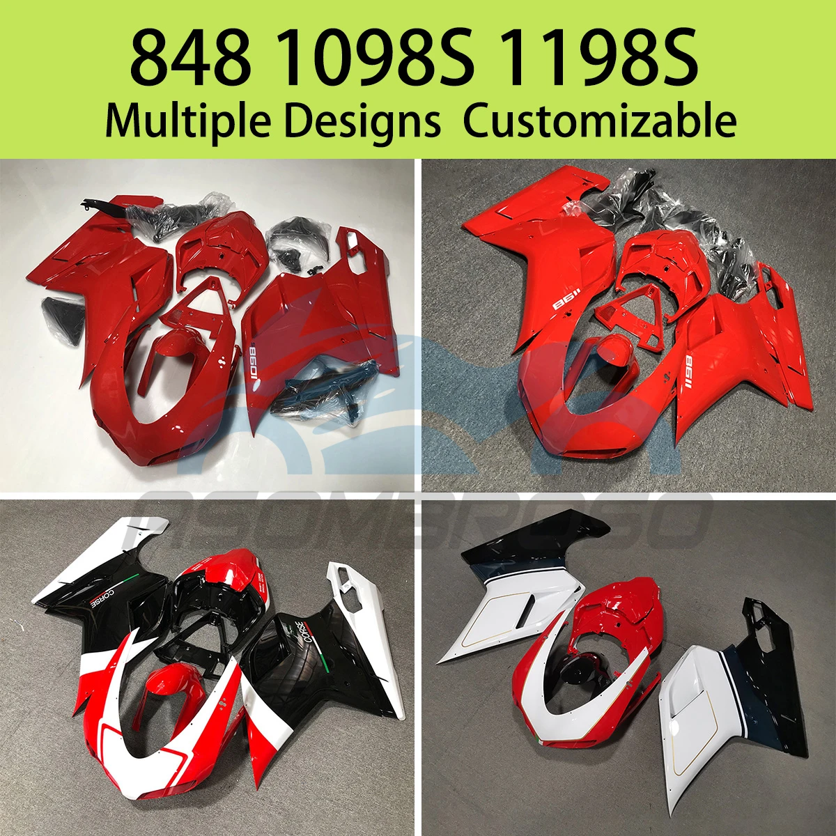 

For Ducati 848 1098 1198 1098s 1198s Motorcycle Scooter Plastic Bodywork Fairings Aftermarket Fairing Set Bodywork Panel Kit Fit