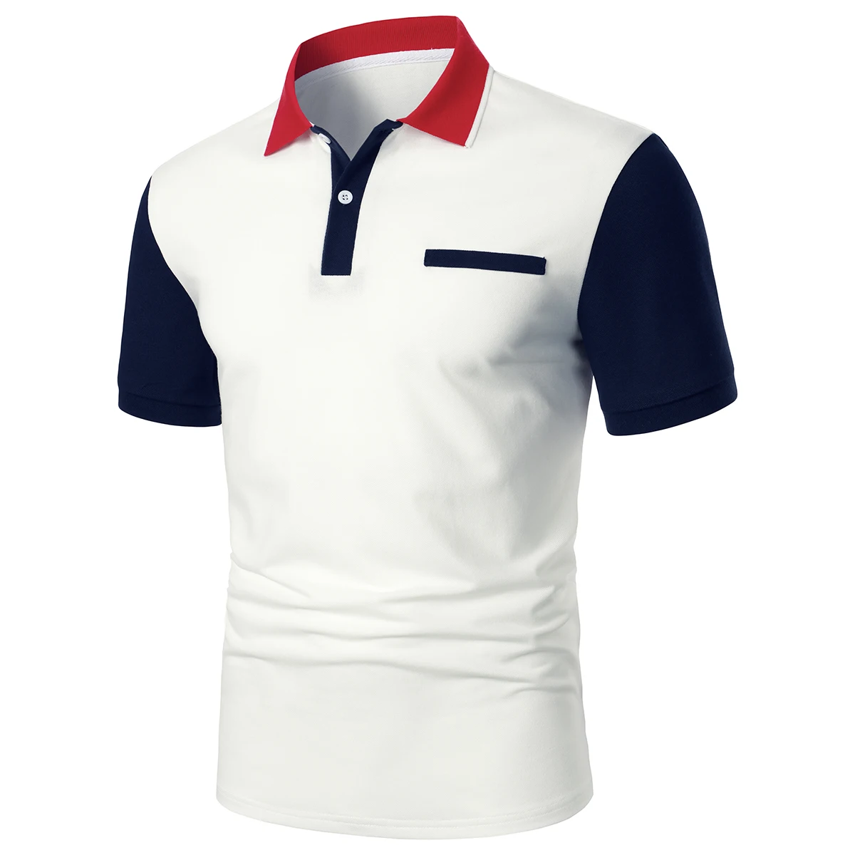 

Мужская рубашка-поло контрастного цвета, повседневный стиль, обычные короткие рукава для мужчин, удобная дышащая мужская рубашка-поло на открытом воздухе