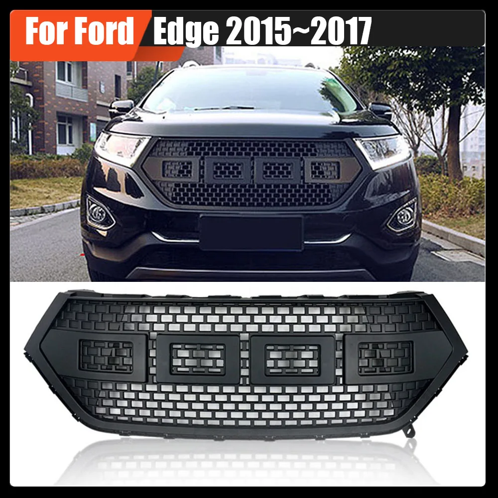 

Car Front Middle Racing Grille Matte Black Grills Grid Mask Honeycomb High Quality ABS Grill Mesh For Ford Edge 2015~2017