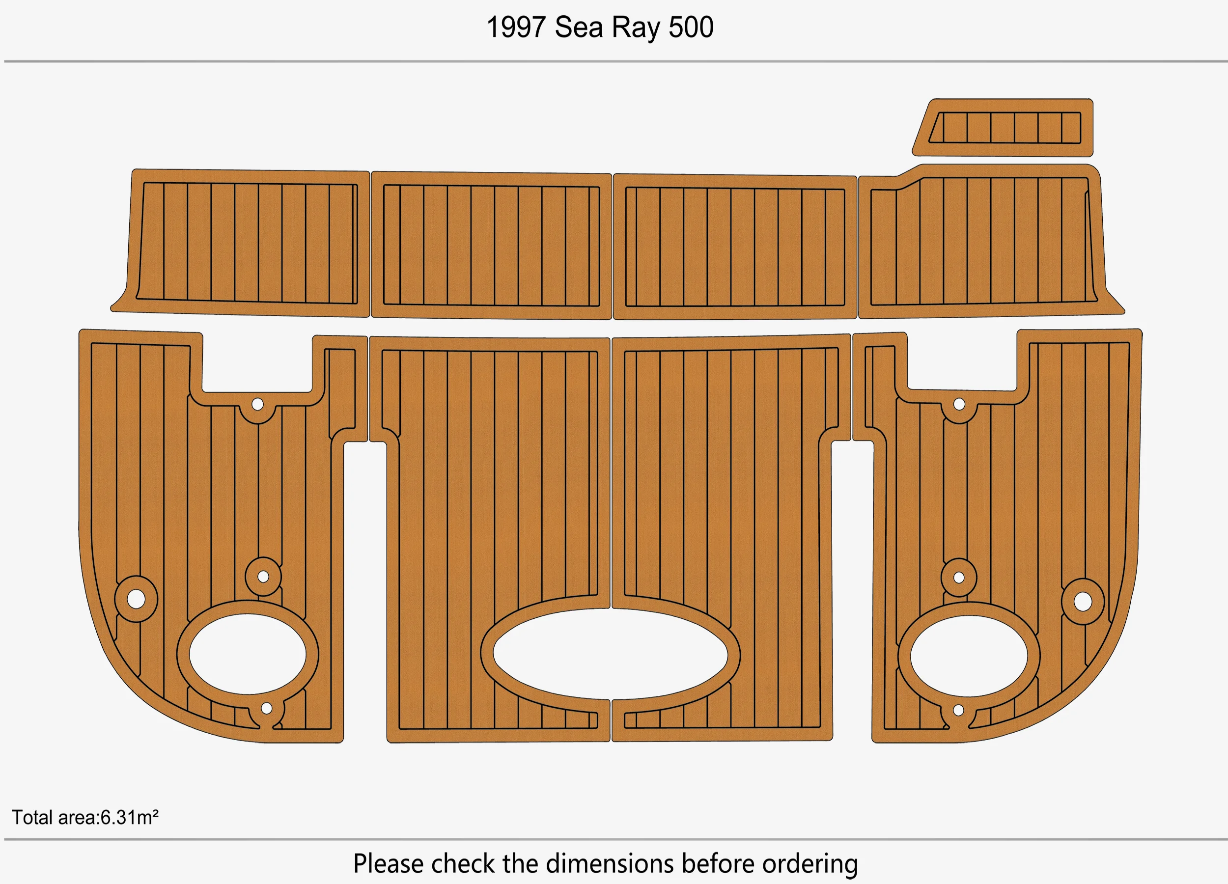 Anti-Skid EVA Faux Teak Self-Adhesive 6mm Boat Decking Pad for 1997-2000 Sea Ray 230 BR Yacht Cockpit Durable Marine Flooring