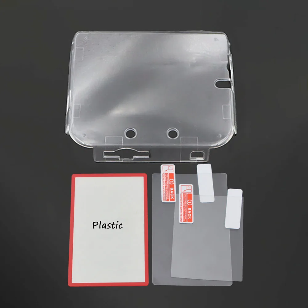 1Set For 2DS Crystal Clear Hard Shell Case + Upper Lower Screen Protector Film + Plastic Lens Cover, High Cost Performance