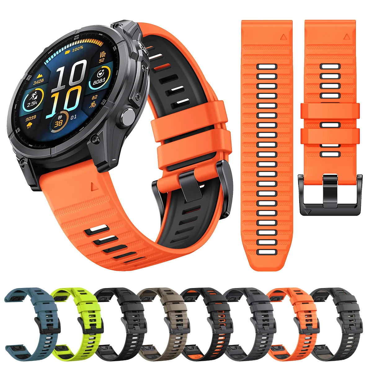 Sport Silicone Strap for Garmin Fenix 9 Pro Solar 47mm 51mm Fenix 8 E 7 7X 6 6X/Epix Pro/Tactix 8 Band 22/26mm Quickfit Bracelet
