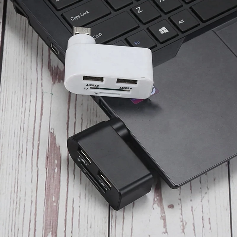 4 In 1 Draaibare Usb-Hub, Laptophub, Draagbare 180 Graden Roteren Usb-Hub, Usb-Hub Docking Station (Zwart + Wit)