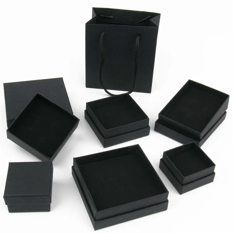 1PC Black Paper Jewelry Box Bracelet Necklace Ring Earring Boxs Valentines Day Wedding Gifts Packaging Case Jewelry Container