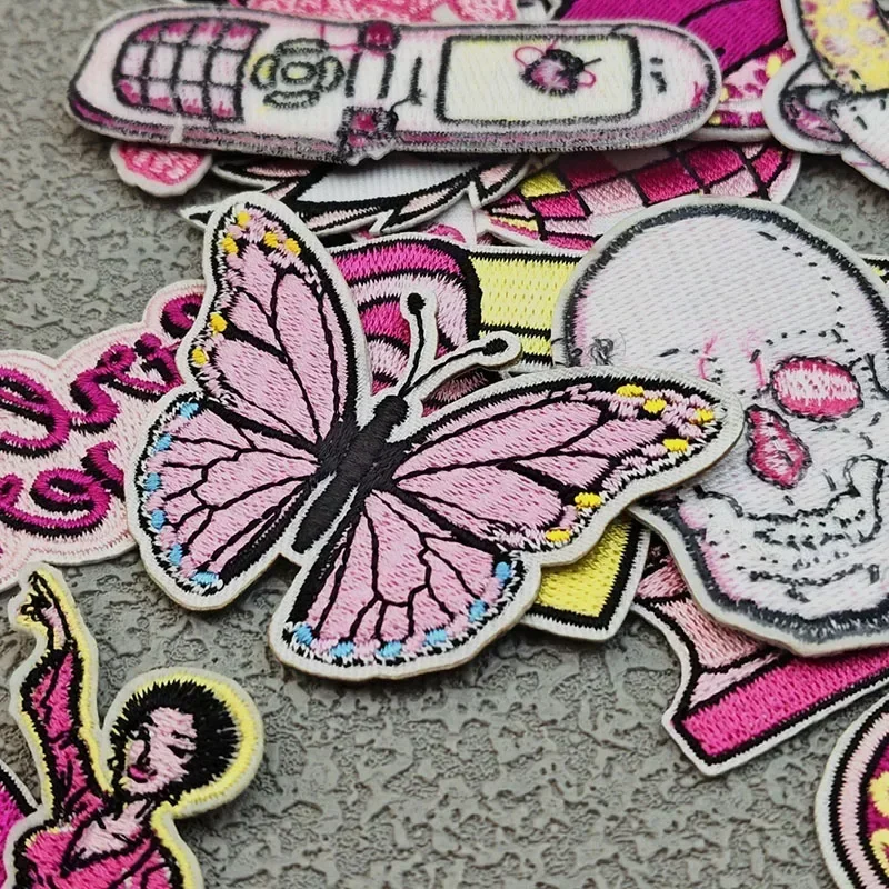 Cartoon Embroidery Patch Pink Disco Balls Iron on Patches Fusible Stickers for Clothes DIY Ironing Badges Bags Hats Accessories