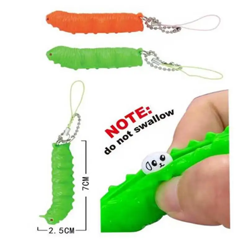 1Pc น่ารัก Caterpillar Squeeze Keychain ช่วยลดความเครียดของเล่น Bean สนุก Pea ถั่วเหลือง Sensory ของเล่นหนอน Anti Stress ของเล่นสำหรับเด็ก