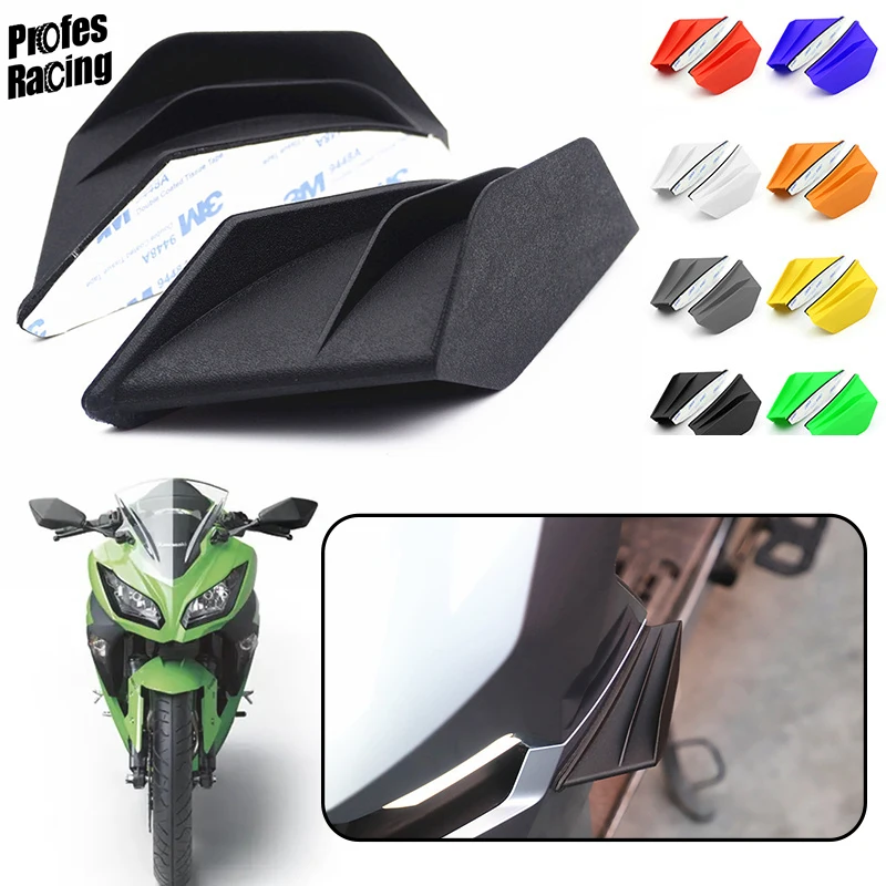 Universal Motorcycle Winglet Aerodynamic Spoiler Wing Kit with Adhesive  Decoration Sticker For Kawasaki ninja 250/400