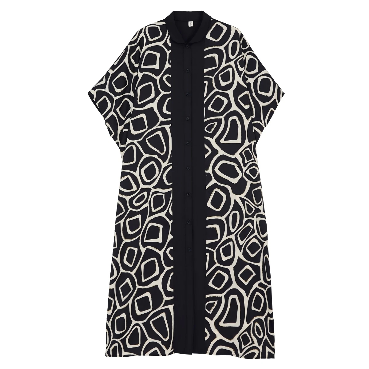 SuperAen جديد 2025 الصيف فضفاضة كبيرة الحجم موضة قميص مطبوع المرقعة واحدة الصدر ألف خط فساتين طويلة