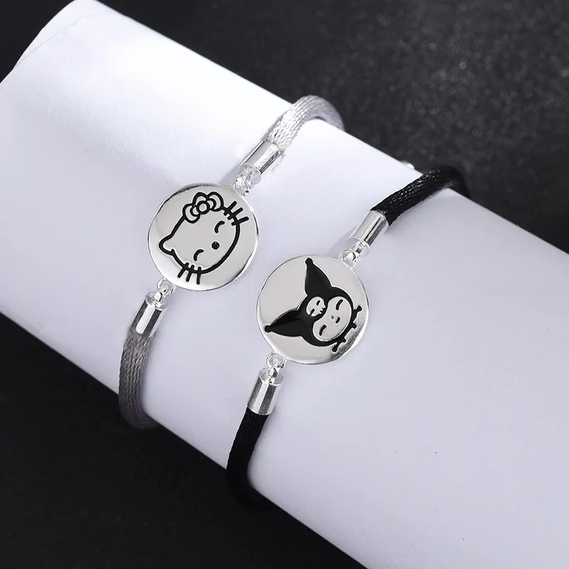 Sanrio Kuromi KT Couple Bracelet Pendant Chains Chain Wristband Adjustable Cord Bracelet Jewelry Boyfriend Girlfriend Gifts