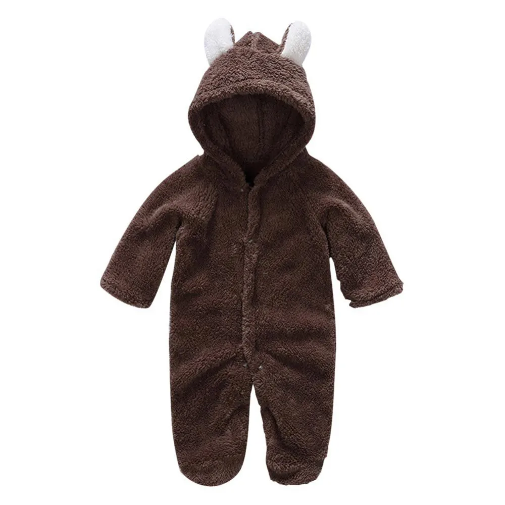 Winter Baby Clothes Cute Cartoon Bear Toddler Romper Pajama Coral Fleece Infant Infant Animal Costume Jumpsuit for Girl Boy 0-1Y