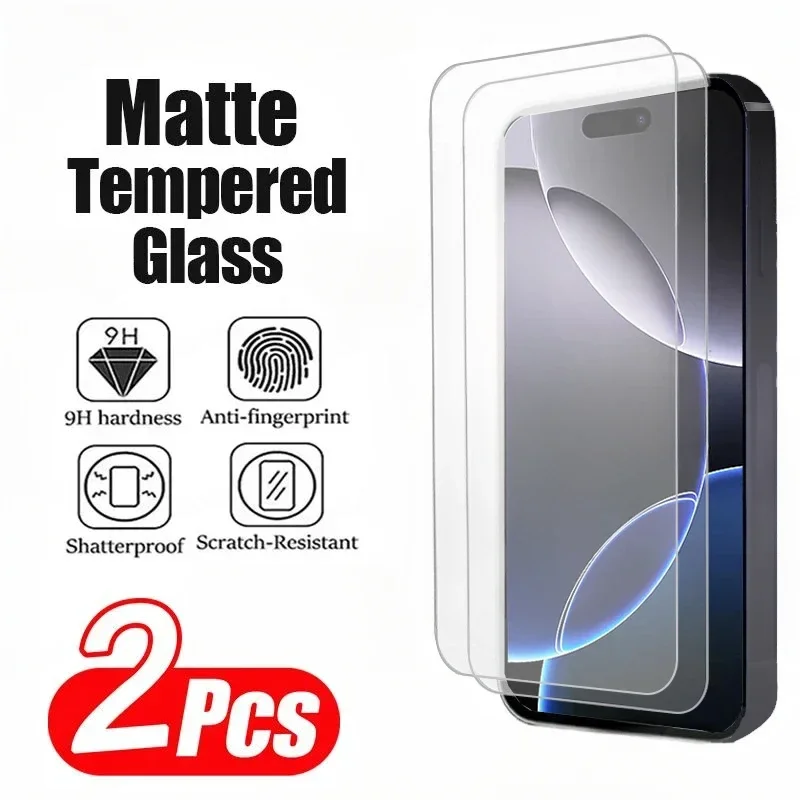 

Матовое матовое закаленное стекло для iPhone 16, 15, 13, 14, Pro, 15, 16 Plus, защитная пленка для экрана для iPhone 16e 12 11 XR XS с антибликовым покрытием