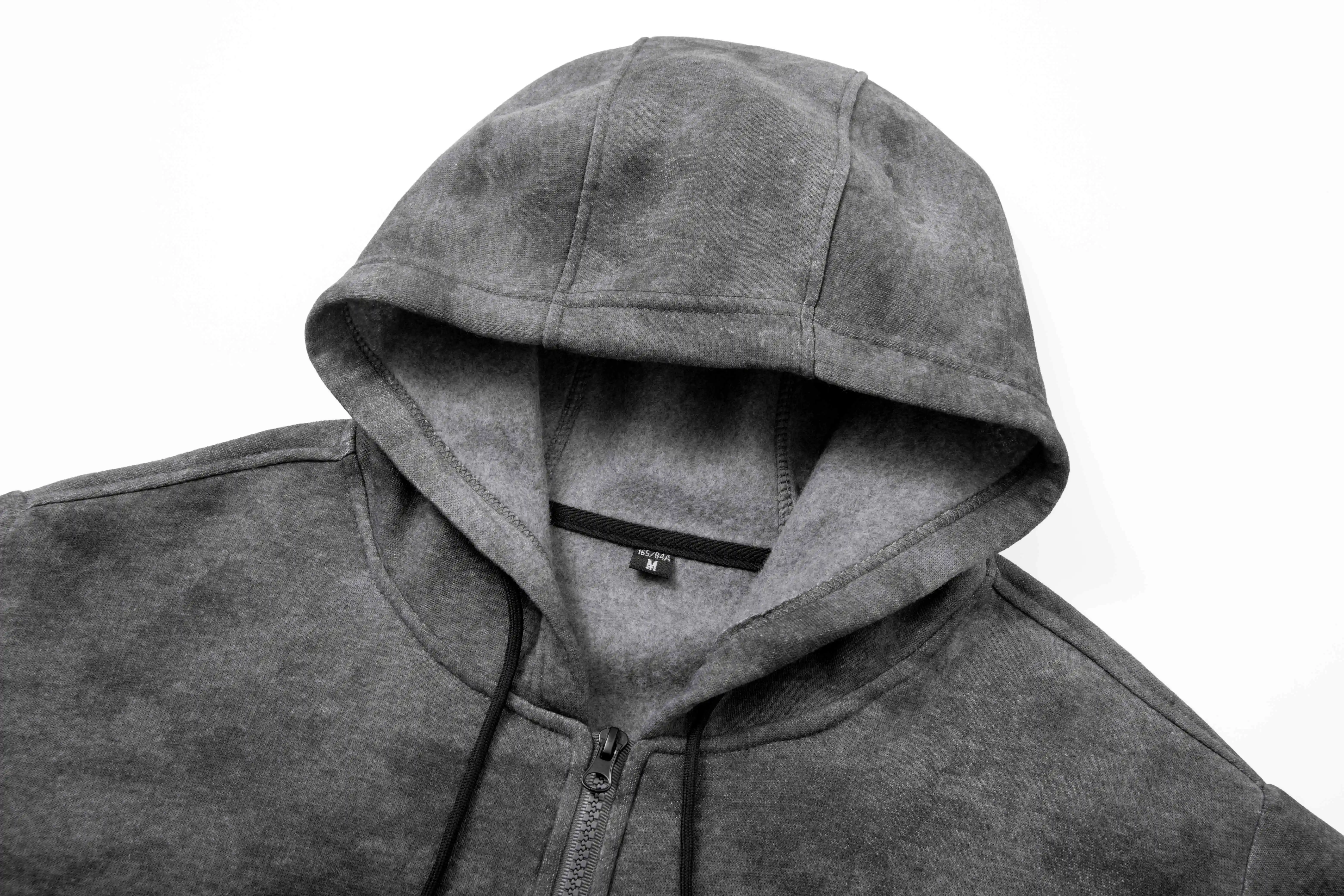 Men Tie Dye Brushed Hooded Sweatshirt Men Full Zip Opening Jacket Men Fleece Lined Sports Versatile Outerwear Male Overcoat
