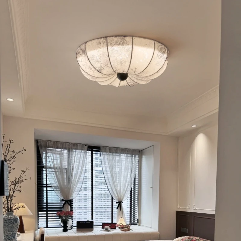 اليابانية وابي سابي استدارة الأبيض الطباعة النسيج أضواء السقف غرفة المعيشة غرفة نوم مطعم المطبخ جو مصباح معلق #6