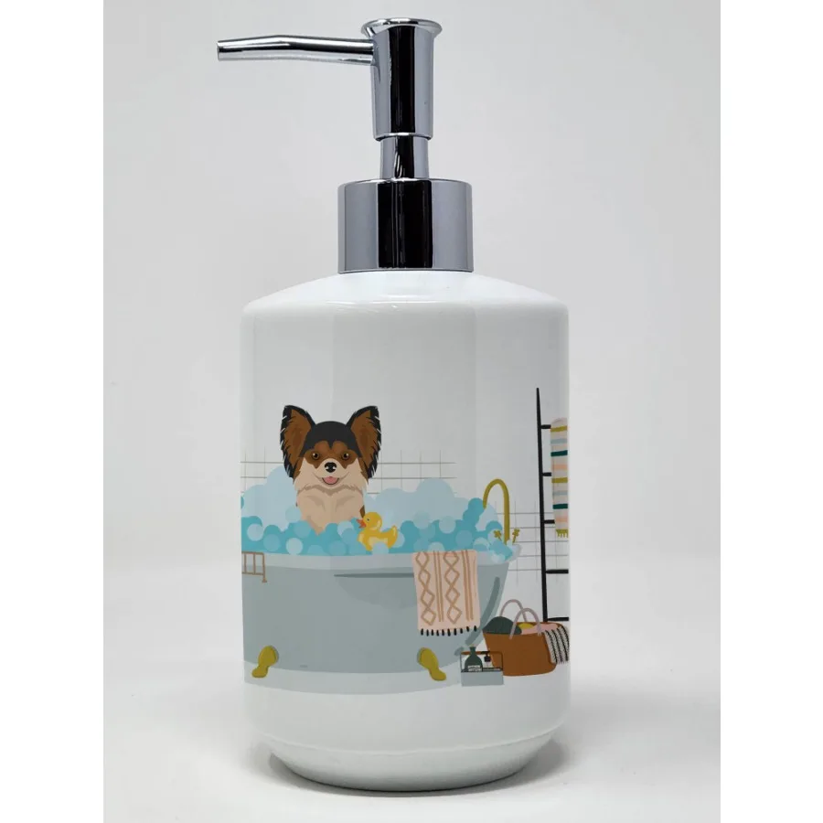 

Longhaired Black and Red Chihuahua Ceramic Soap Dispenser Hand Soap Dispenser Pump Bottles for Bathroom Kitchen Empty Refillabl