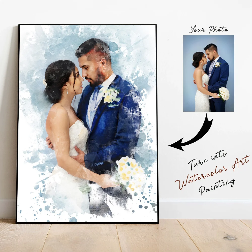 Personalized Custom Portrait Art,Modern Home Wall Decor,Unframed Canvas Print,for Couples,Wedding Anniversaries,or Birthday Gift