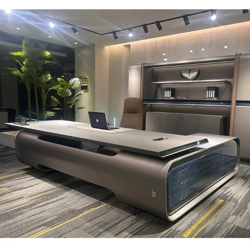 Customized Extendable Luxury CEO Office Desks Modern Design L-Shaped Wooden Custom Sizes